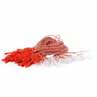 Șnur mărțișor alb-roșu cu ciucuri 50 cm (100 buc)
